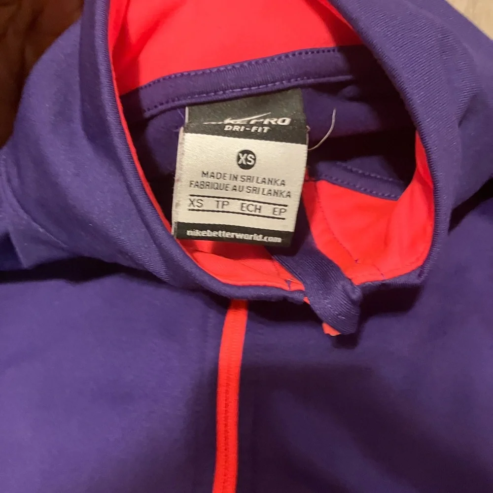 Nike Dark Purple 1/4 Zip-Up Dri-Fit Top with Pink Highlights‎